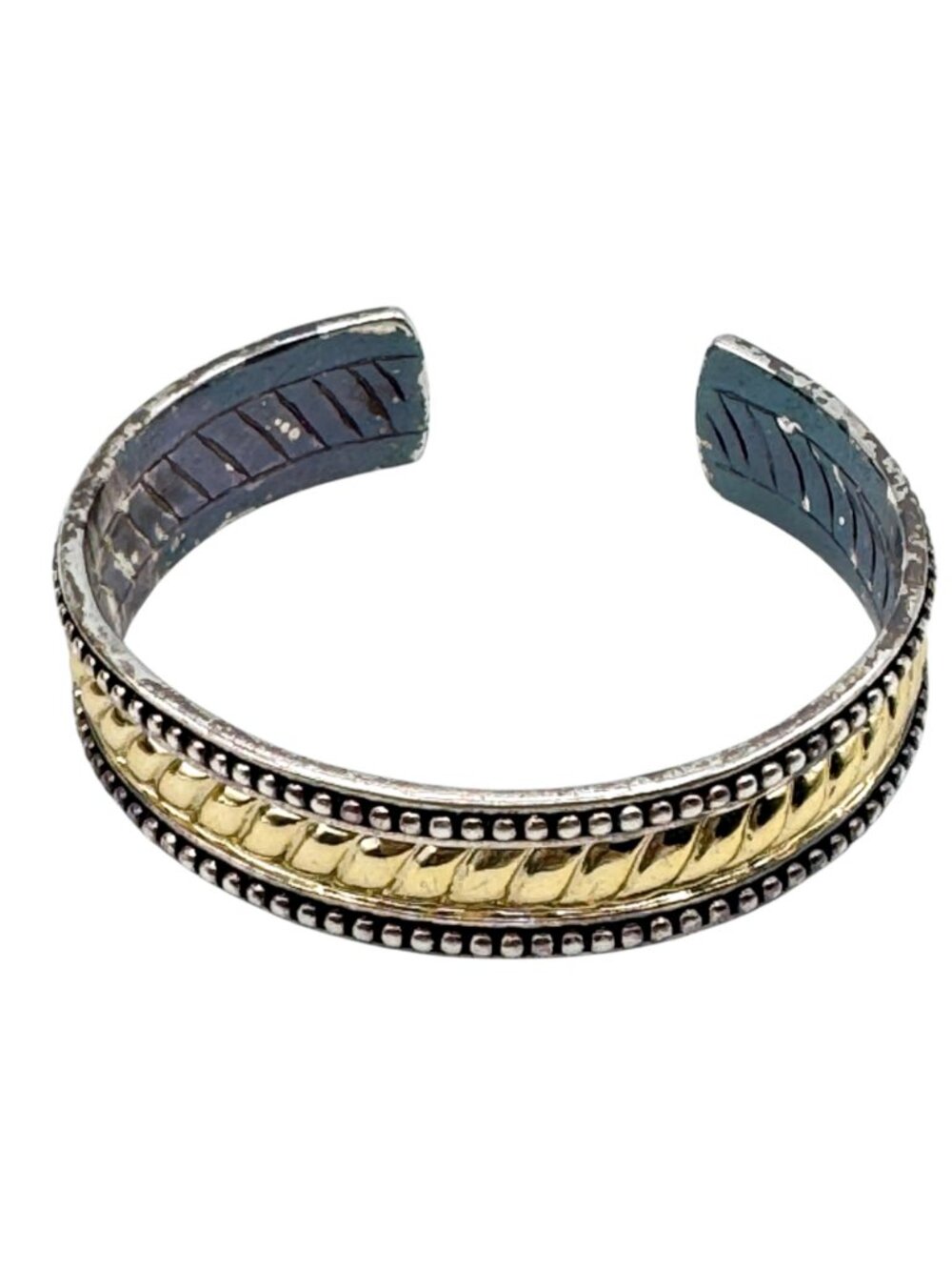 Chunky Brass & Metal Bracelet Stack of 4 - Cuff and Bangles BOHO Vintage - Picture 2 of 10